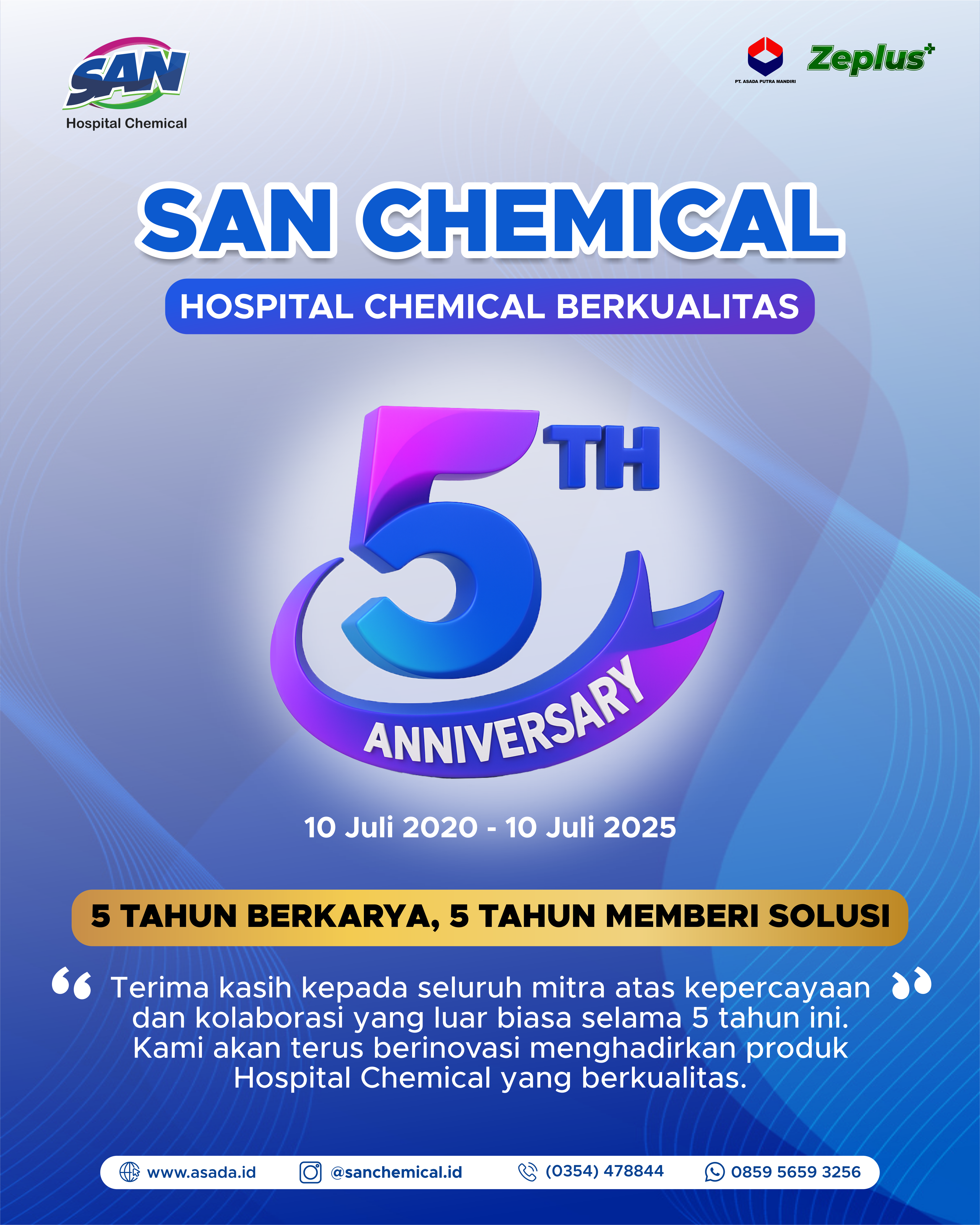 5 Tahun Perjalanan SAN Chemical: Komitmen Tanpa Henti Hadirkan Solusi Chemical Berkualitas